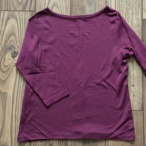 Plum colored supima cotton 3/4 sleeve shirt